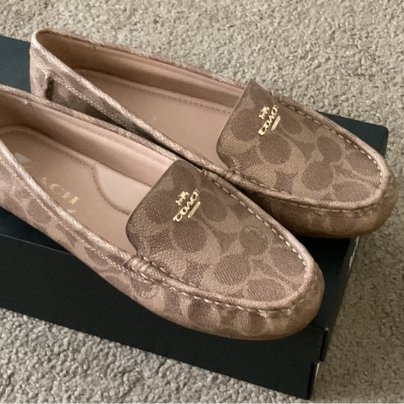 Coach Women's Tan Signature Loafers - Picture 1 of 8
